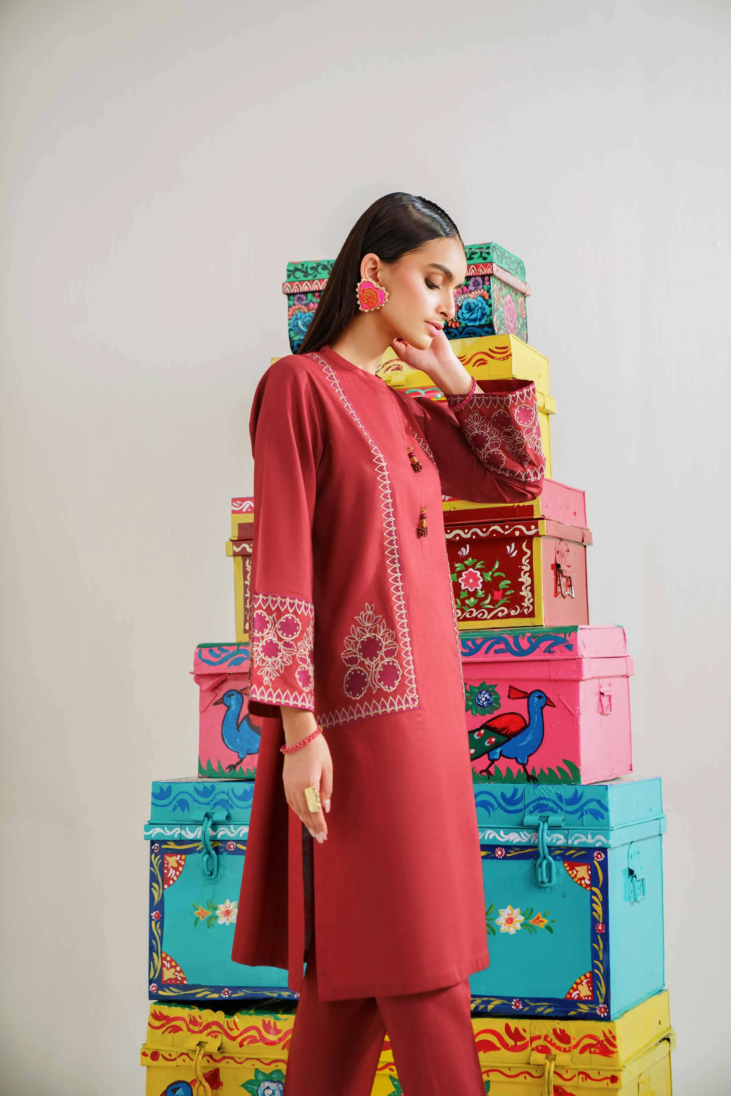 2 Piece - Embroidered Suit - PE24-124