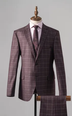 2 PIECE PREMIUM  SUIT  MAROON GREY