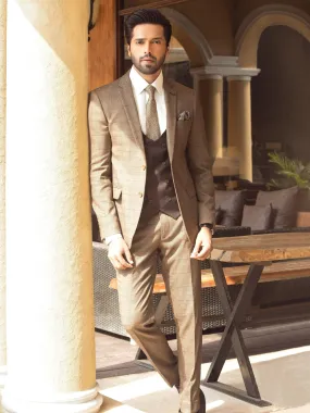 2 PIECE SUIT SLIM FIT LIGHT BROWN