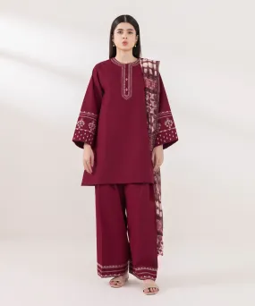 3 Piece - Embroidered Cambric Suit