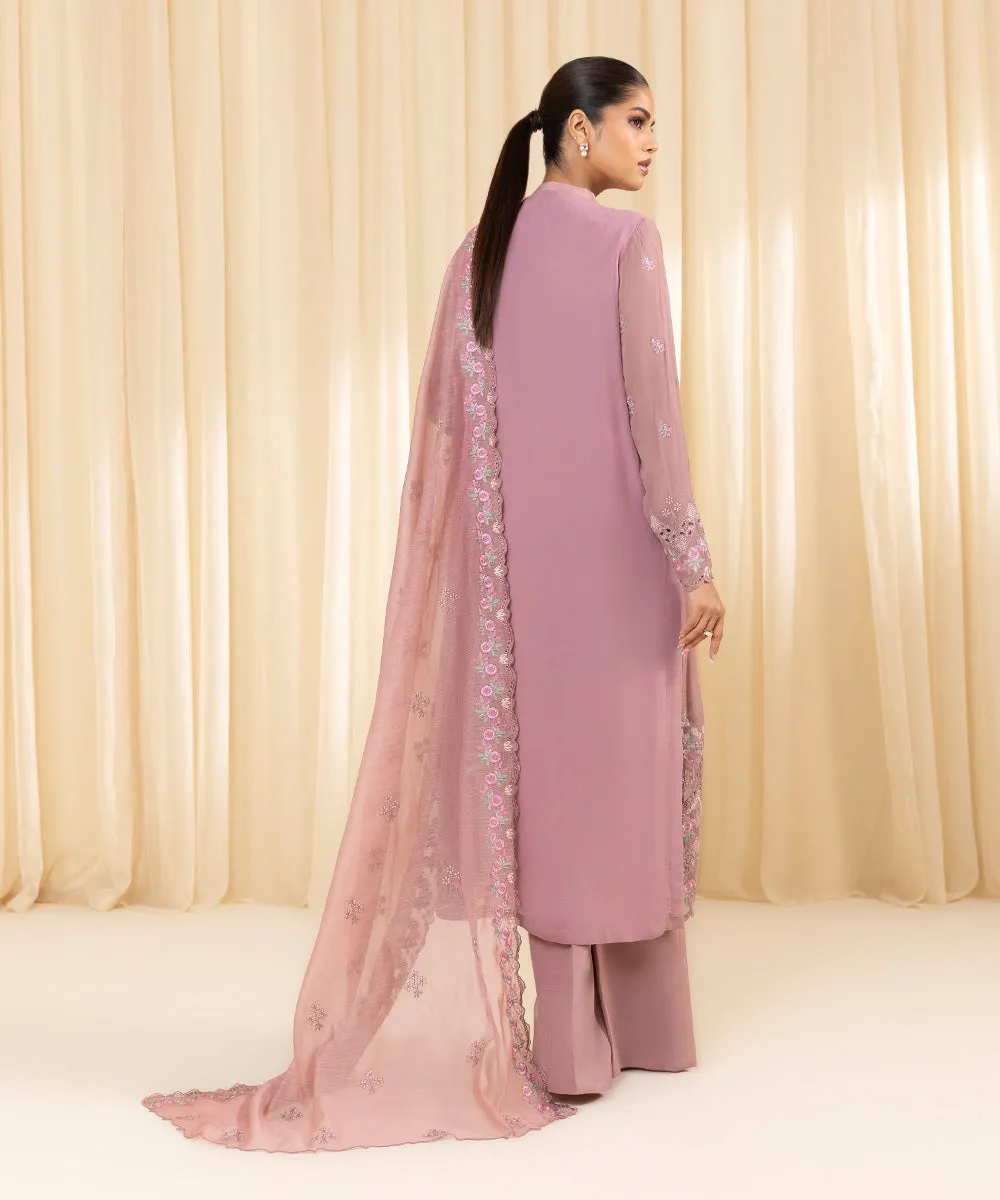 3 Piece -  Embroidered Georgette Chiffon Suit