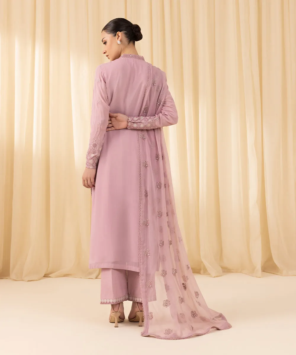 3 Piece -  Embroidered Georgette Chiffon Suit