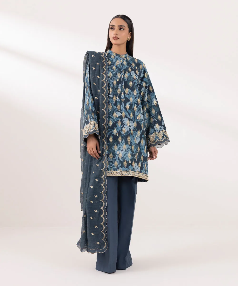 3 Piece - Embroidered Jacquard Suit