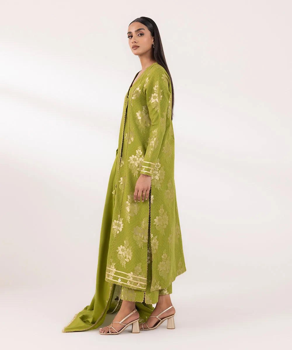 3 Piece - Embroidered Jacquard Suit