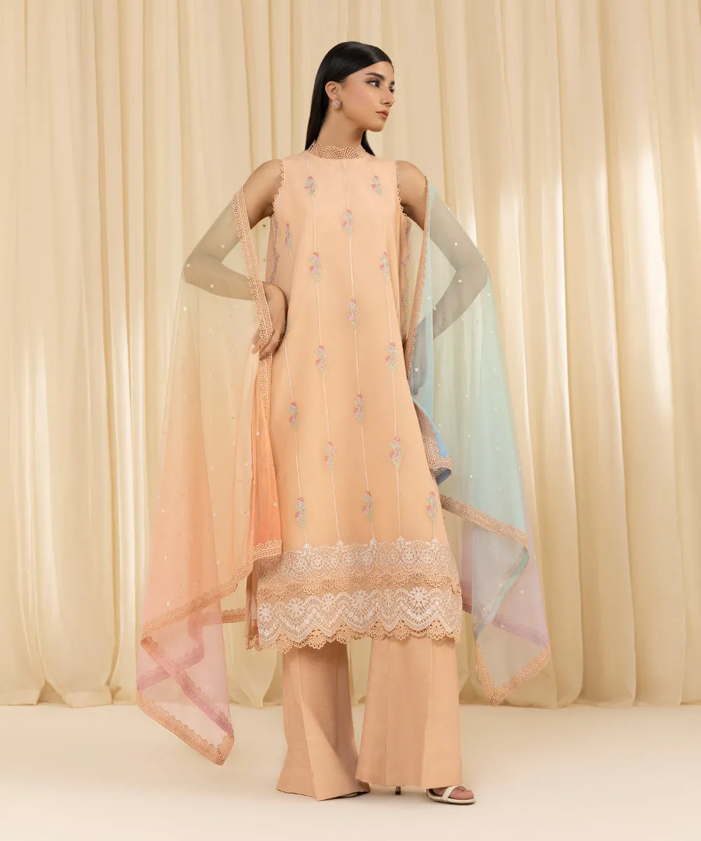 3 Piece -  Embroidered Organza Suit