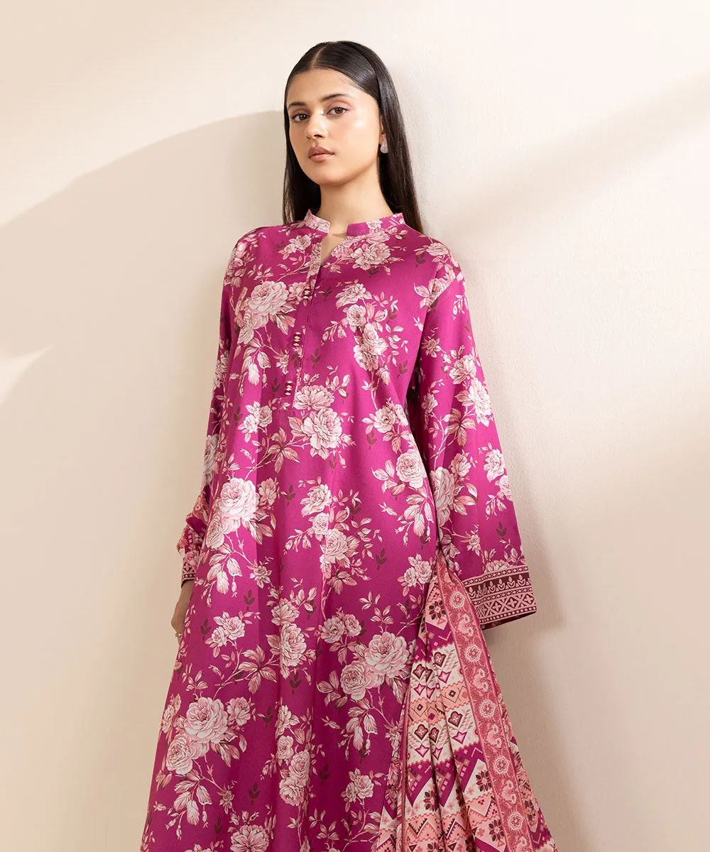 3-Piece Printed Linen Suit with Elegant Design