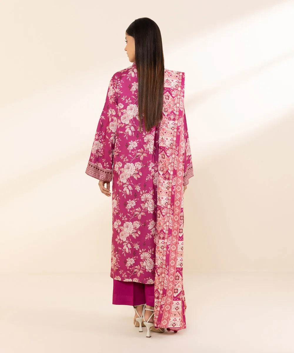 3-Piece Printed Linen Suit with Elegant Design