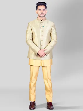 Beige & Green Jodhpuri Suit | JadeBlue