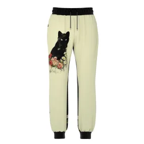 Black Cat Vintage Flowers Sweatpants