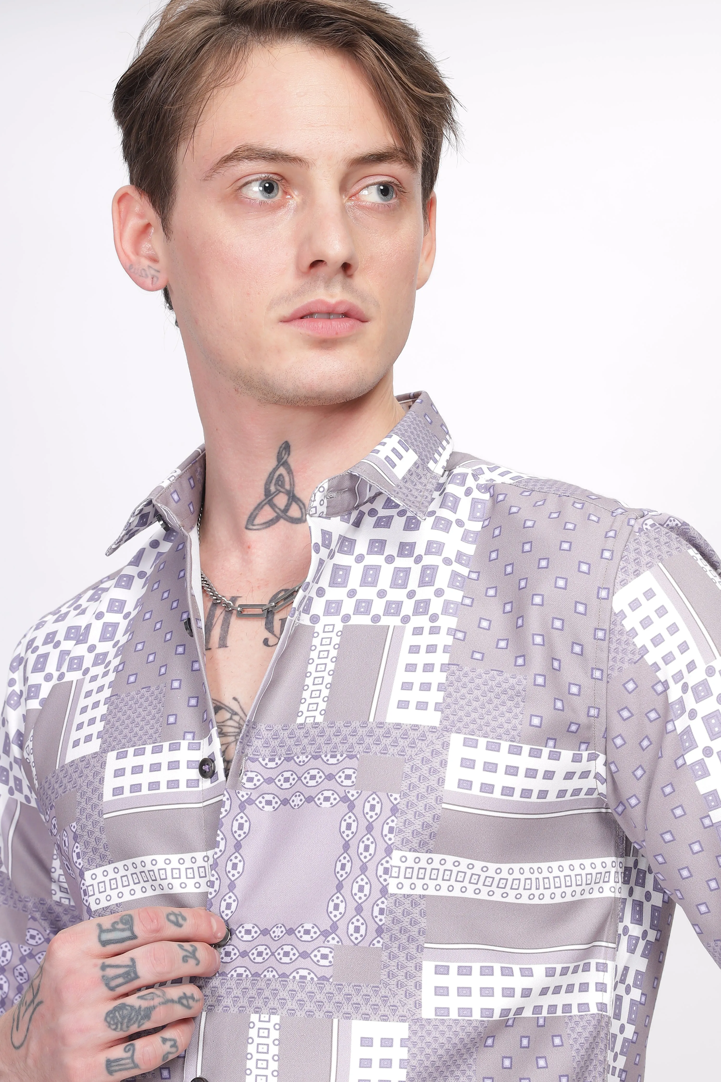 Bloom Printed  Lilac Shirt