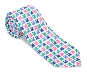 Blue/Pink Hemlock Medallions Necktie - F5027