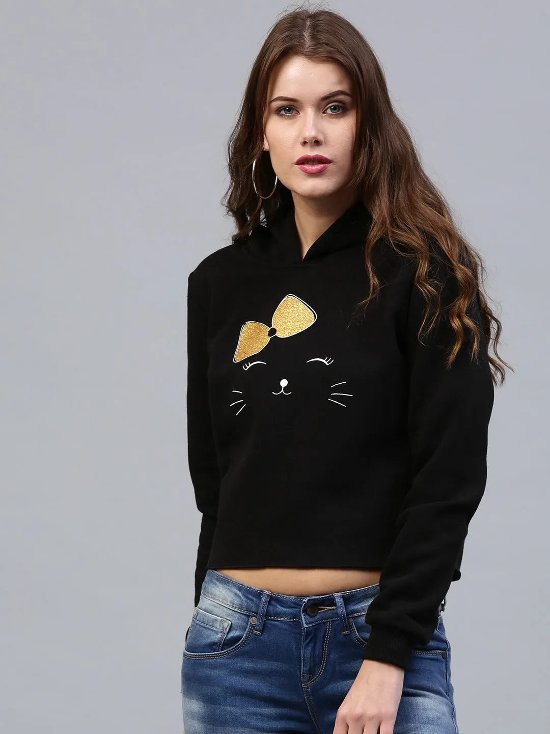 Bow Kitty Black Sweatshirt