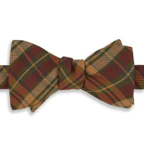 Burgundy and Green Tonal Tartan Woven Silk Butterfly Bow Tie