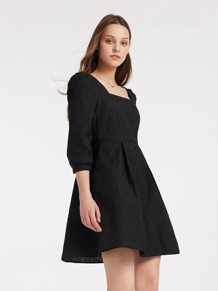 Detachable Bow Jacquard Dress