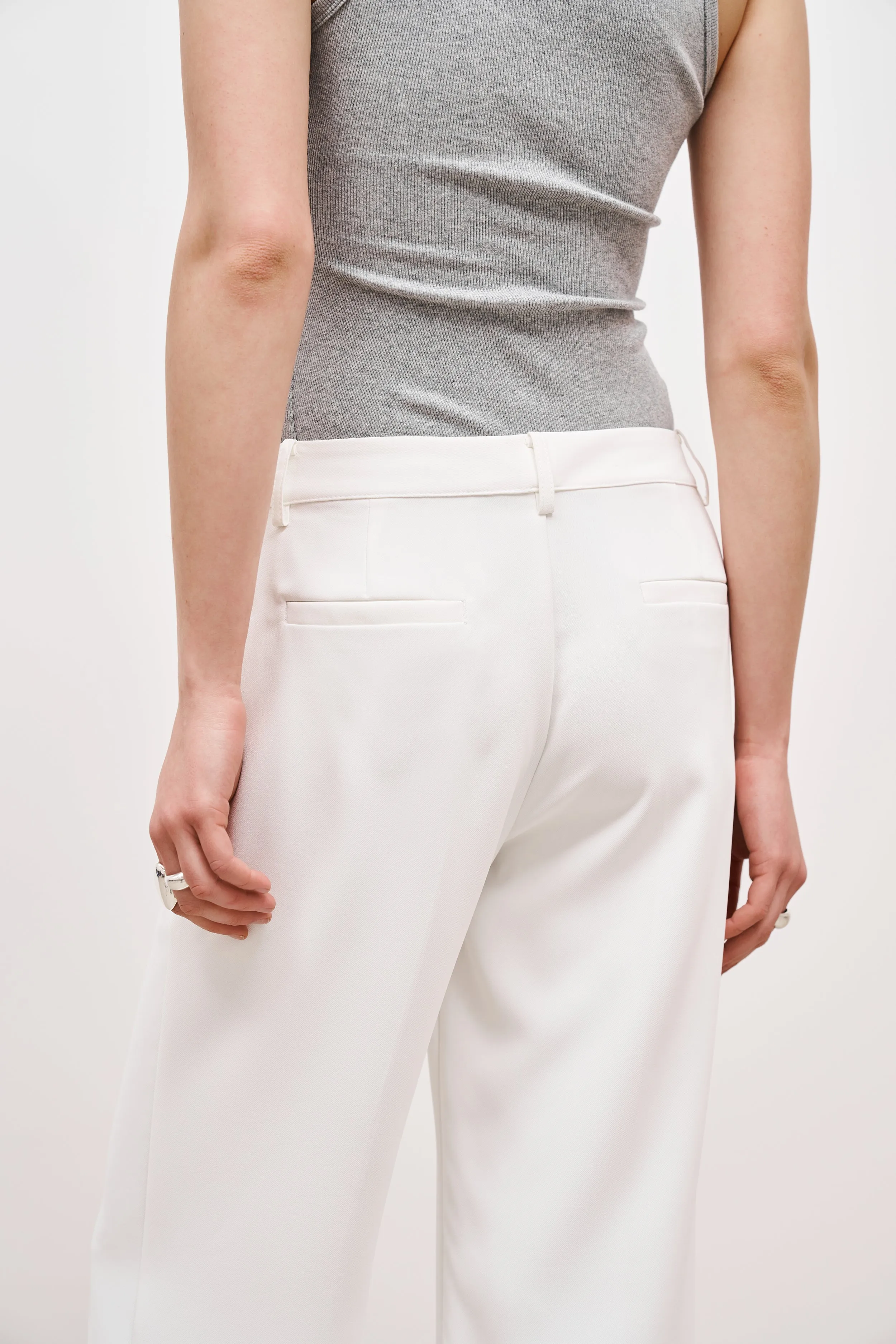 Draped Mid Rise Trousers - White