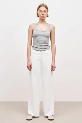 Draped Mid Rise Trousers - White