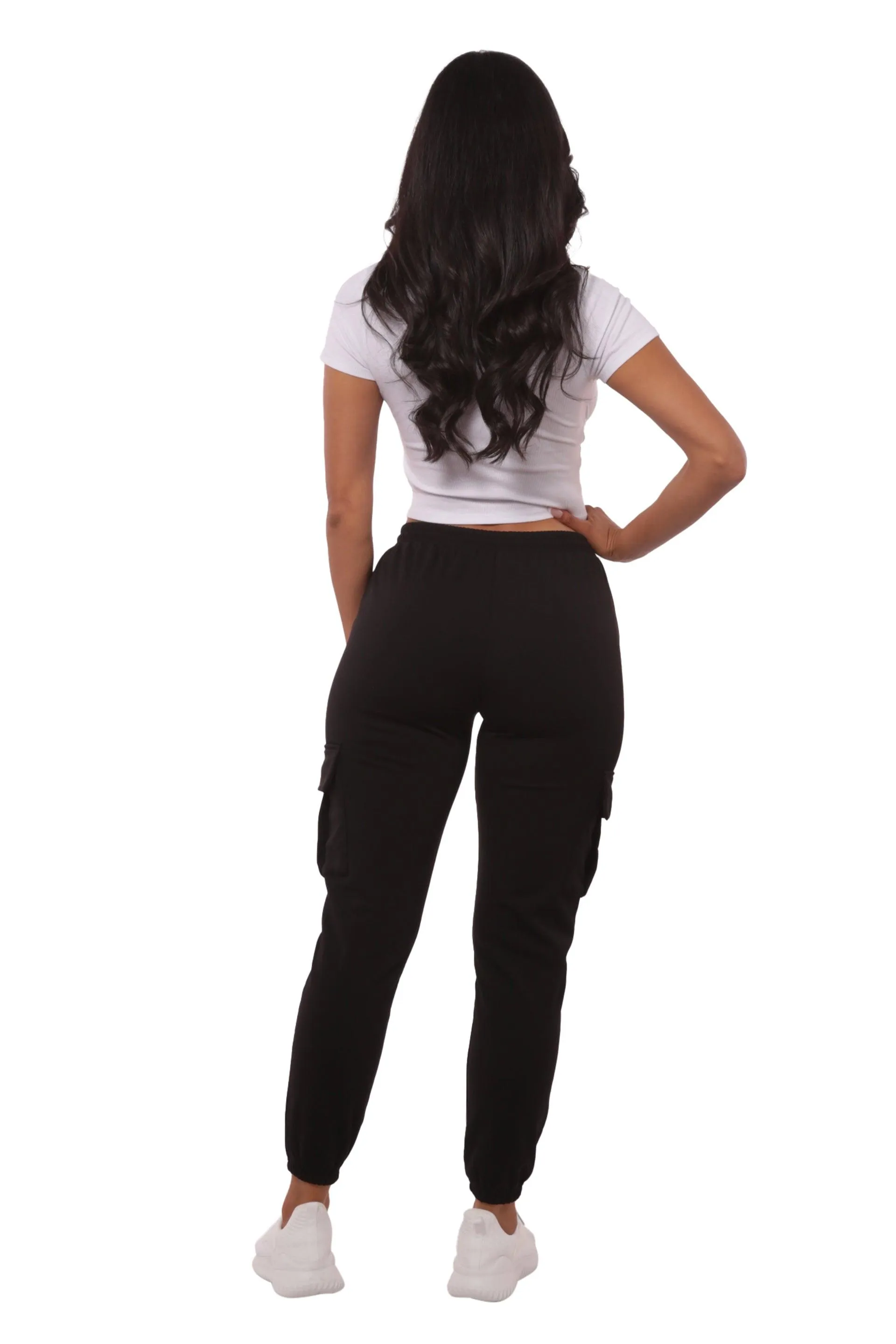 Fleece Lined Cargo Sweatpants - Black