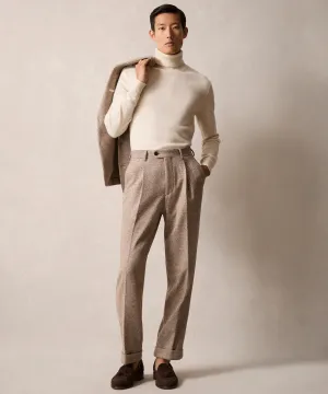 Italian Donegal Madison Trouser in Tan Herringbone