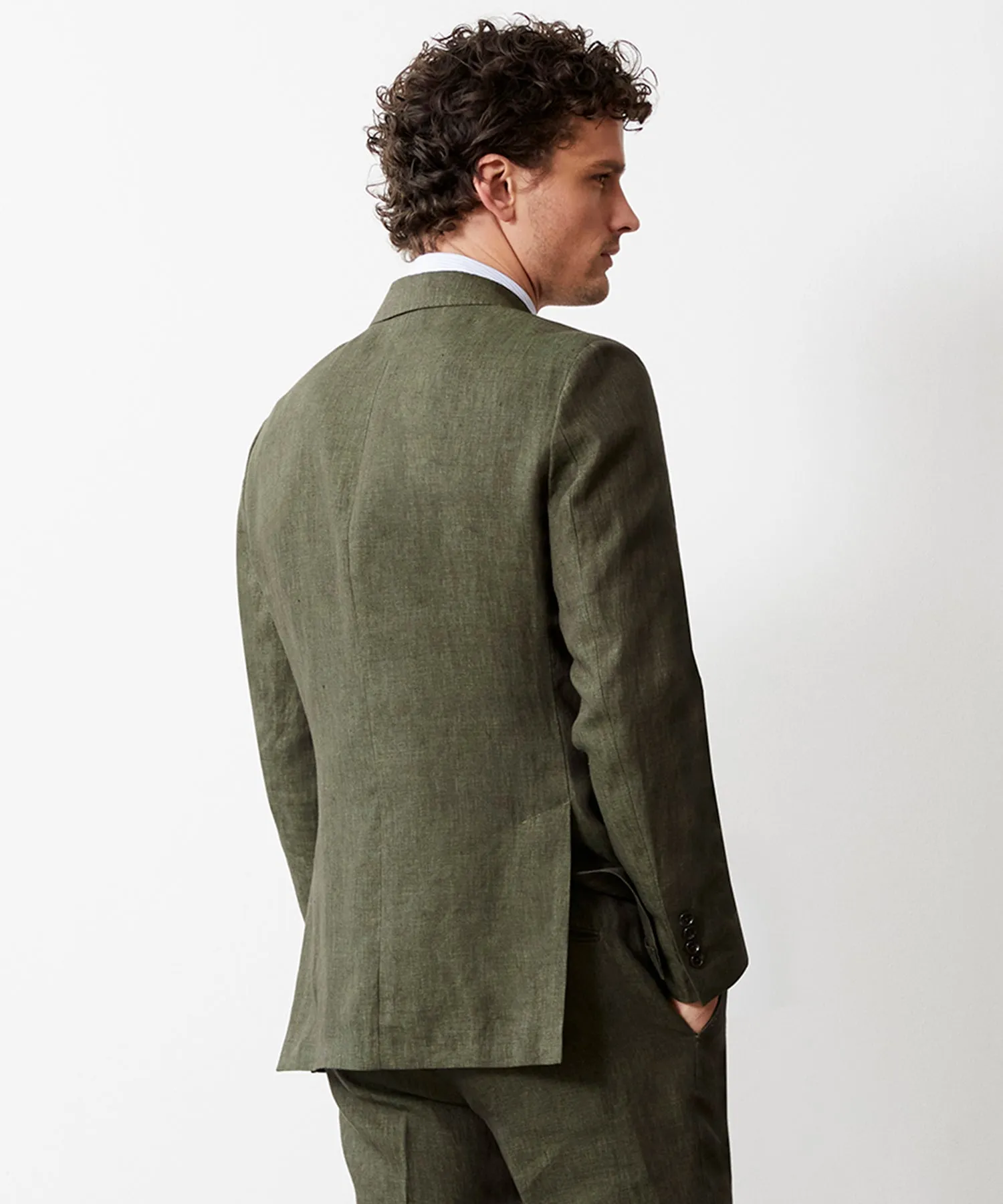 Italian Linen Sutton Jacket in Olive