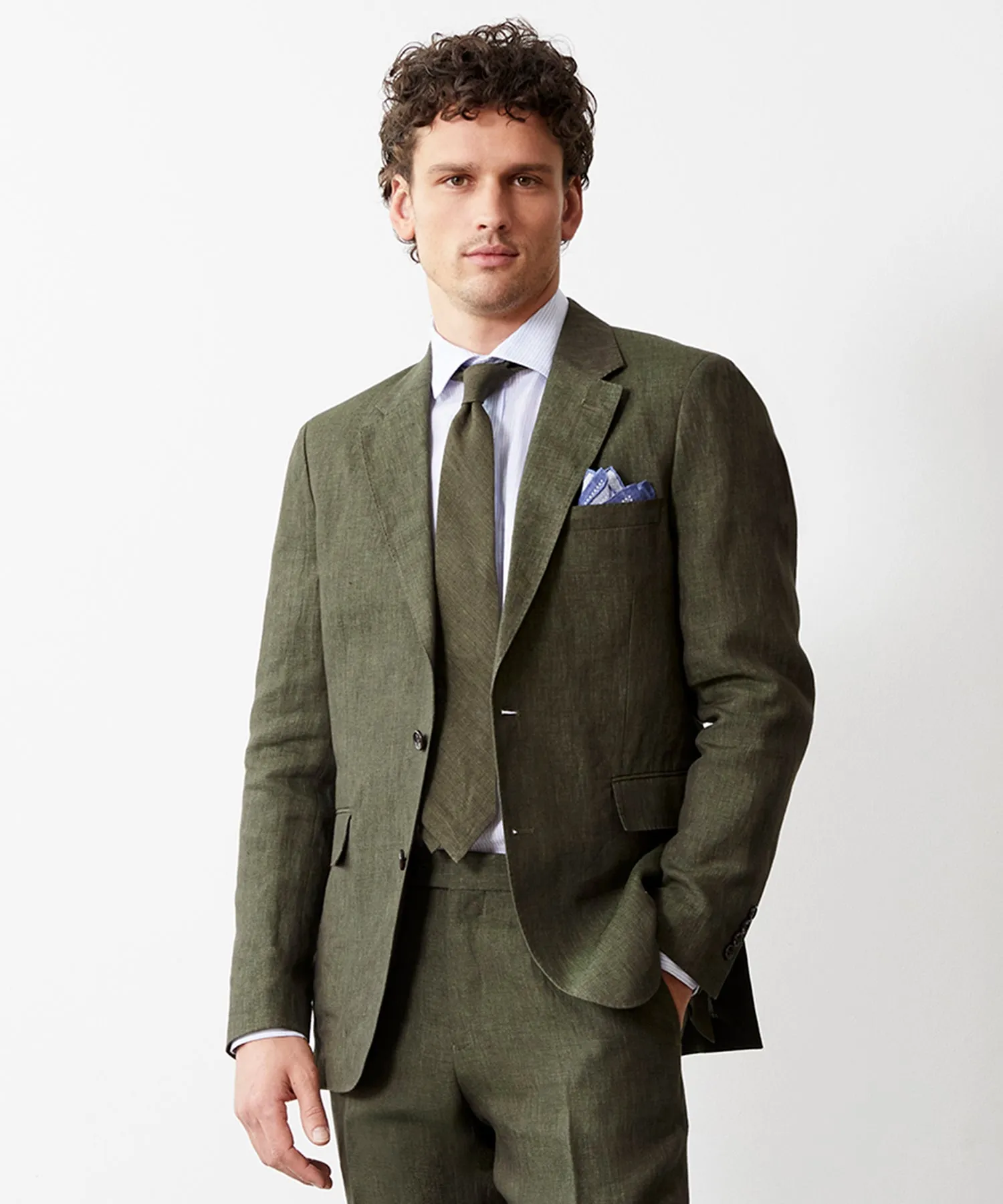 Italian Linen Sutton Jacket in Olive