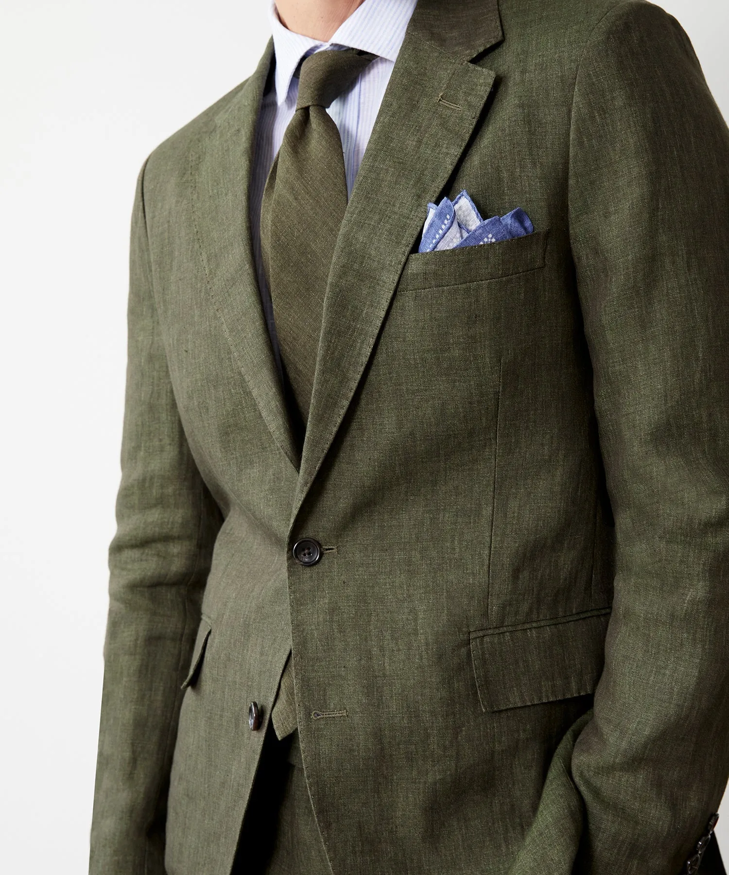 Italian Linen Sutton Jacket in Olive