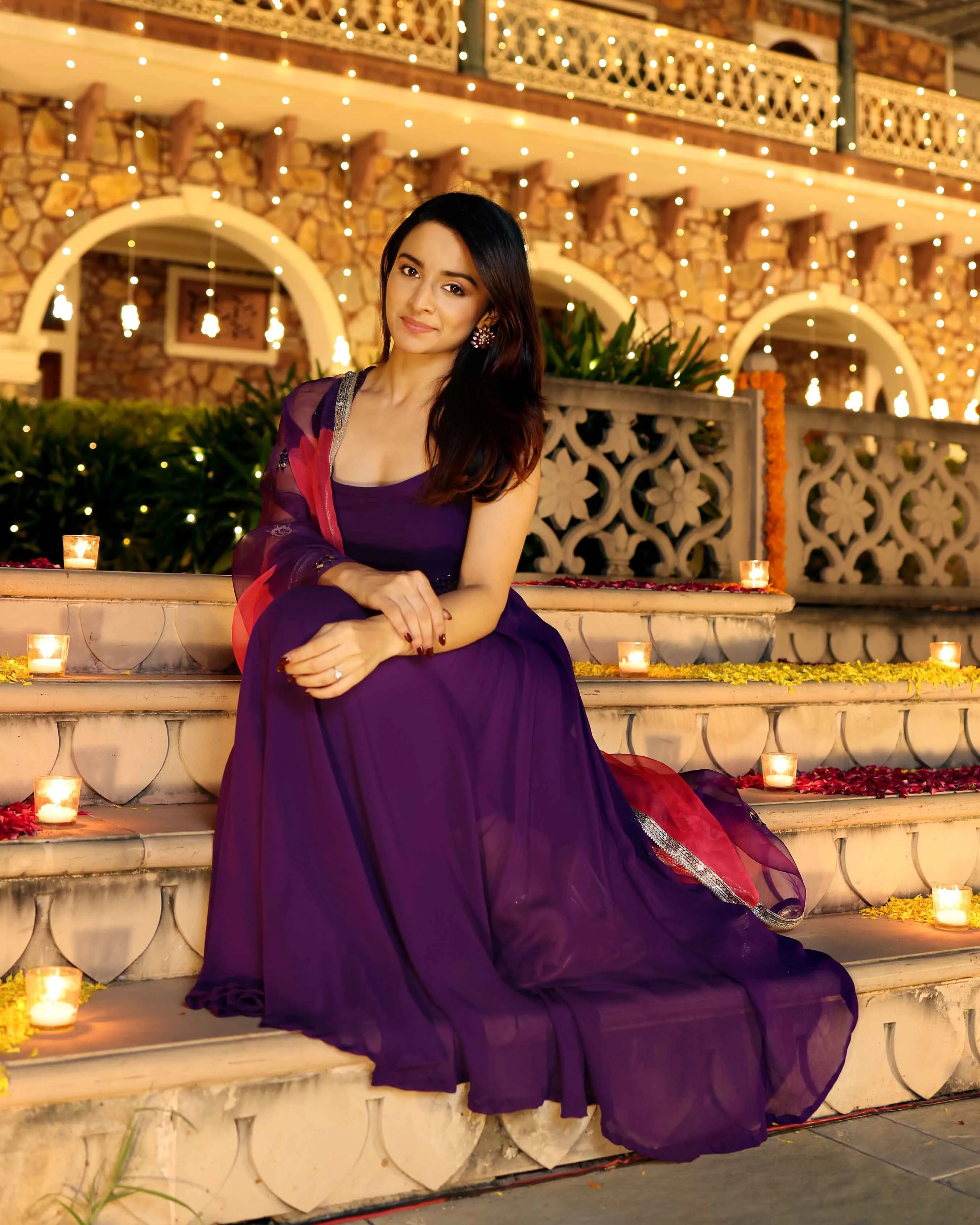 Majestic Mirror Purple Georgette Suit Set