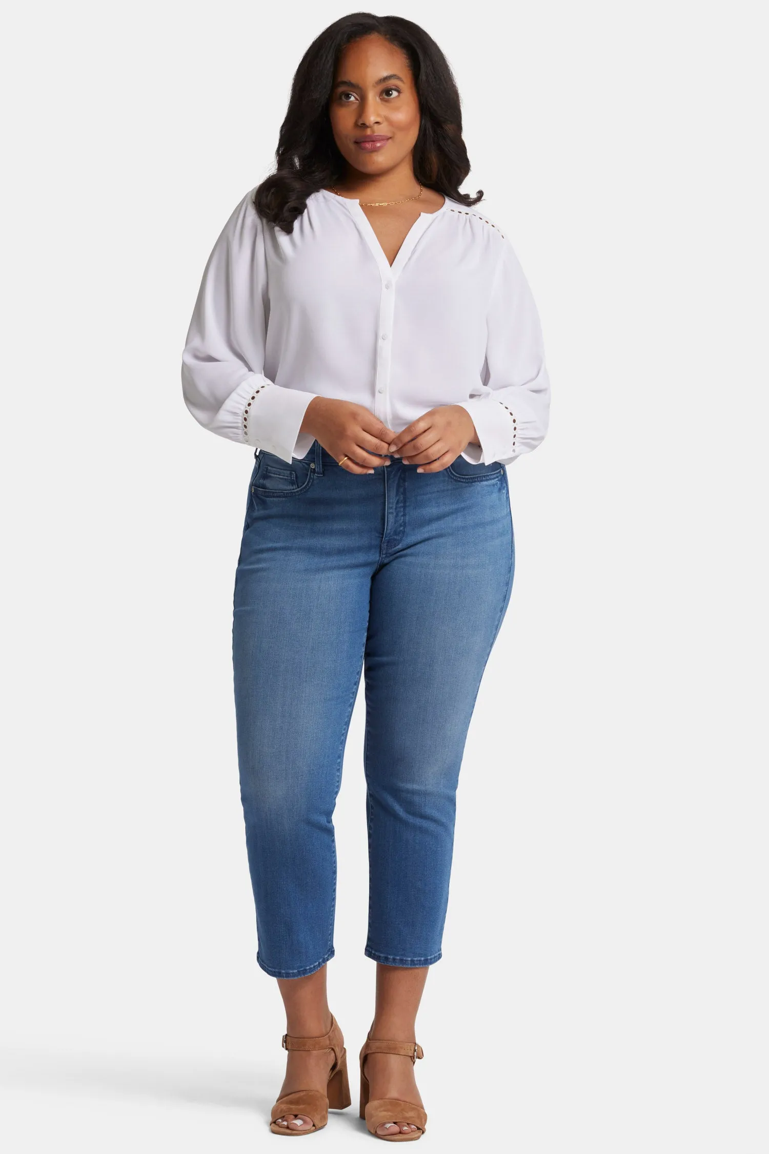 Marilyn Straight Ankle Jeans In Plus Size - Blue Island