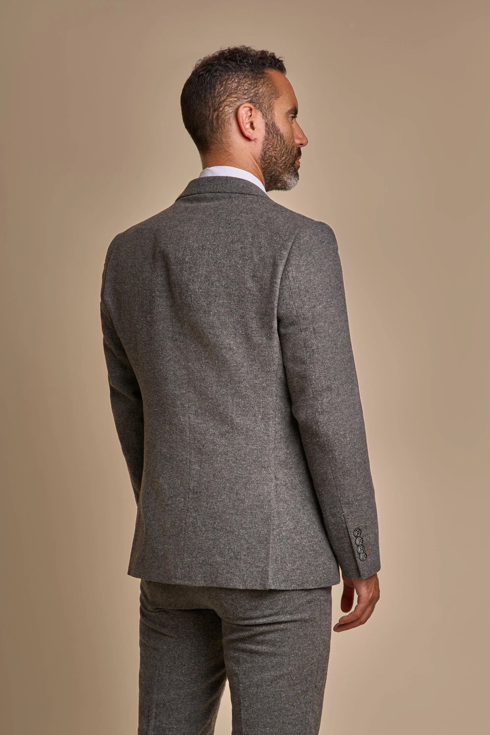 Martez Grey Tweed Three Piece Suit