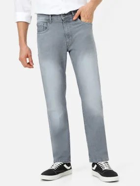 Men's Light Grey Regular Fit Washed Jeans Stretchable