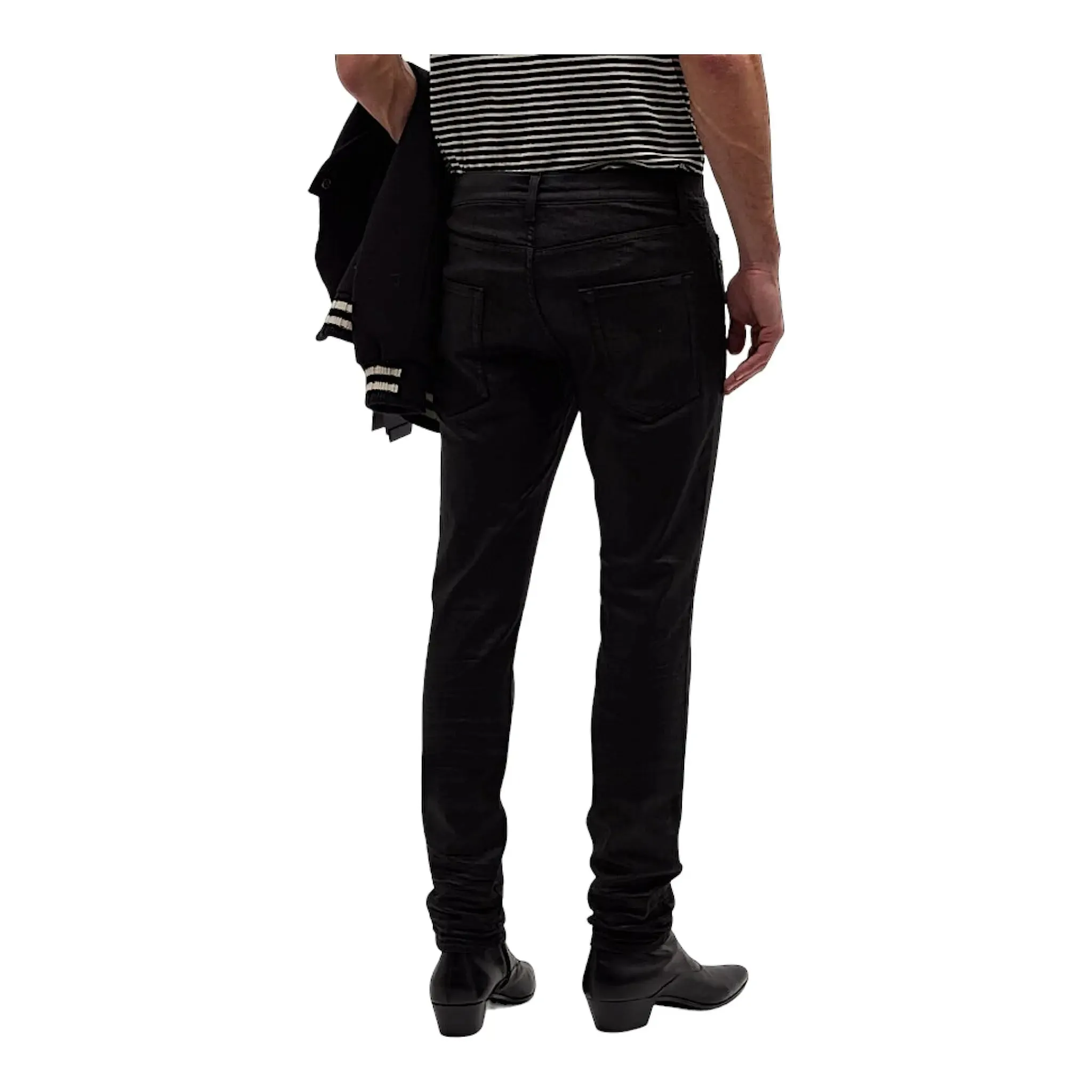 Saint Laurent Black Coated Skinny Jeans