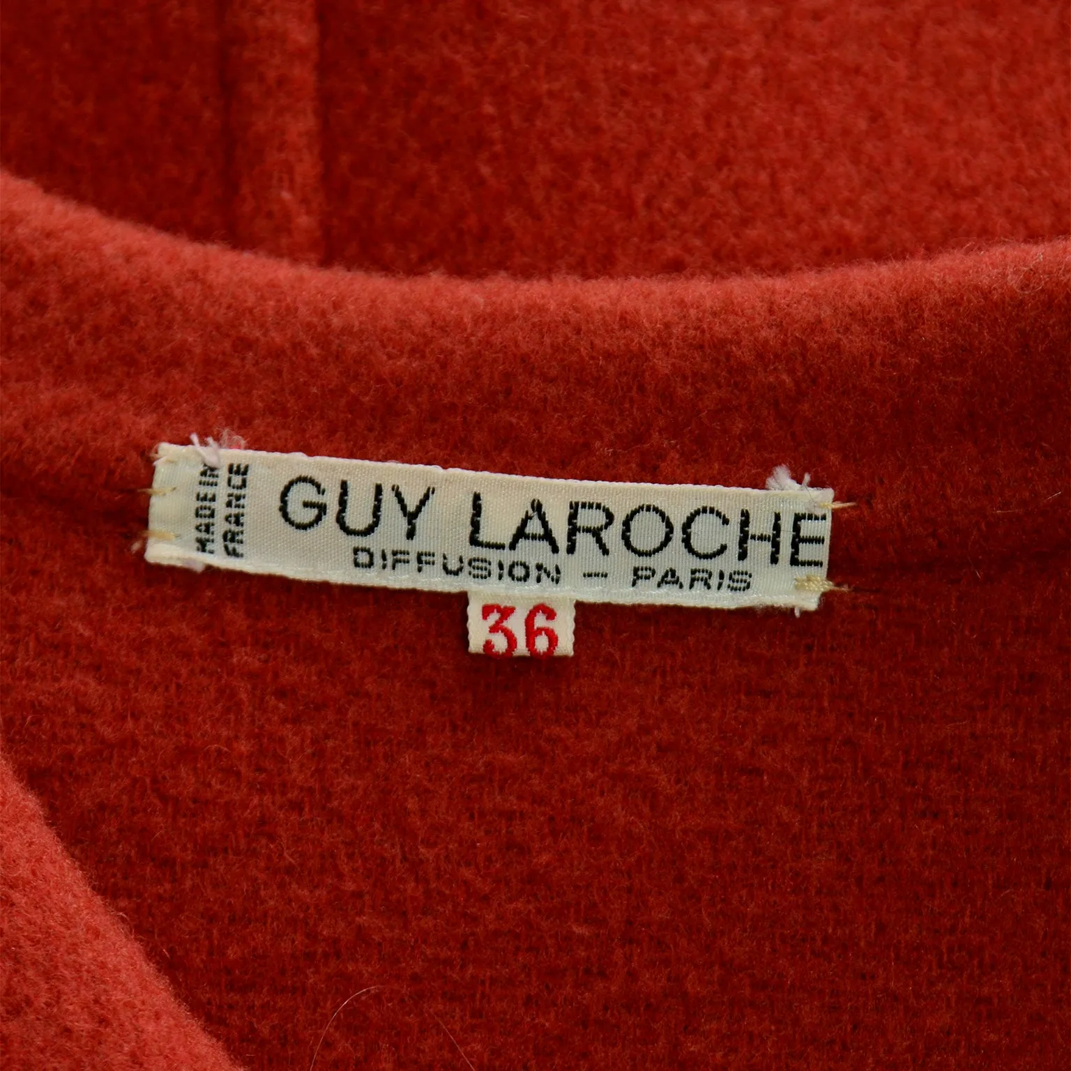 Vintage Guy Laroche Orange Wool Cape with Tie at the Neck