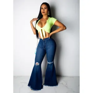 Women's Instastretch Luscious Bootcut Jeans  Wide Leg Long Palazzo Pants Trousers